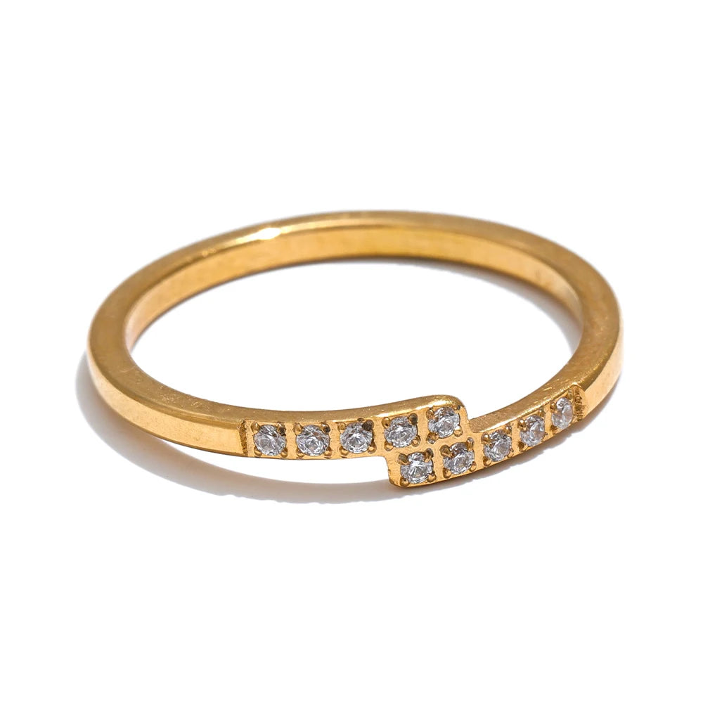 Thin Gold Cubic Zirconia Ring