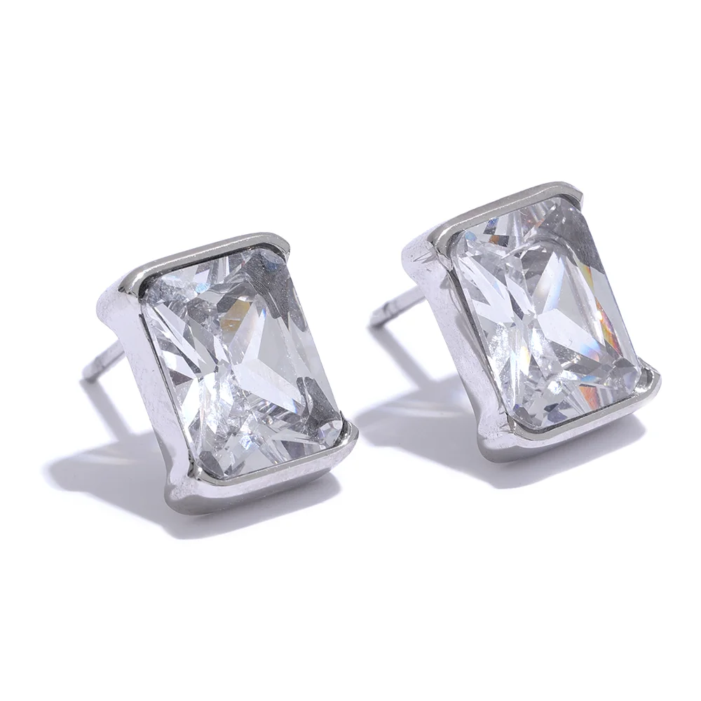Square AAA Cubic Zirconia Stud Earrings