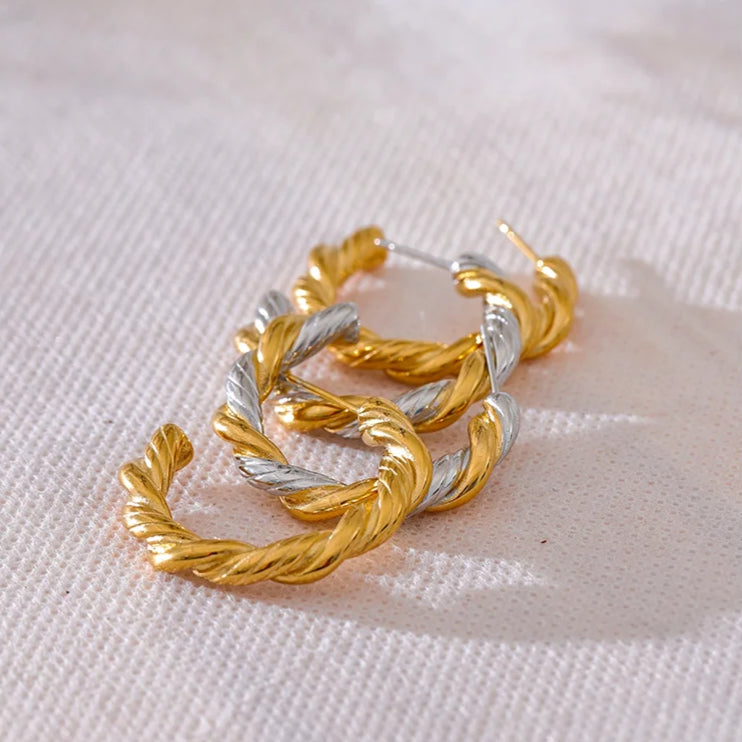 Twisted C-Shape Huggie Earrings
