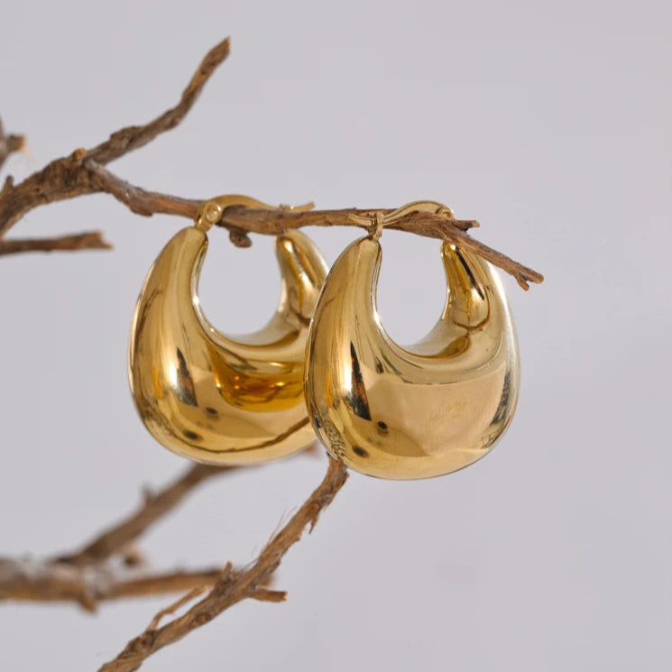 Glossy Chunky Hollow Hoop Earrings