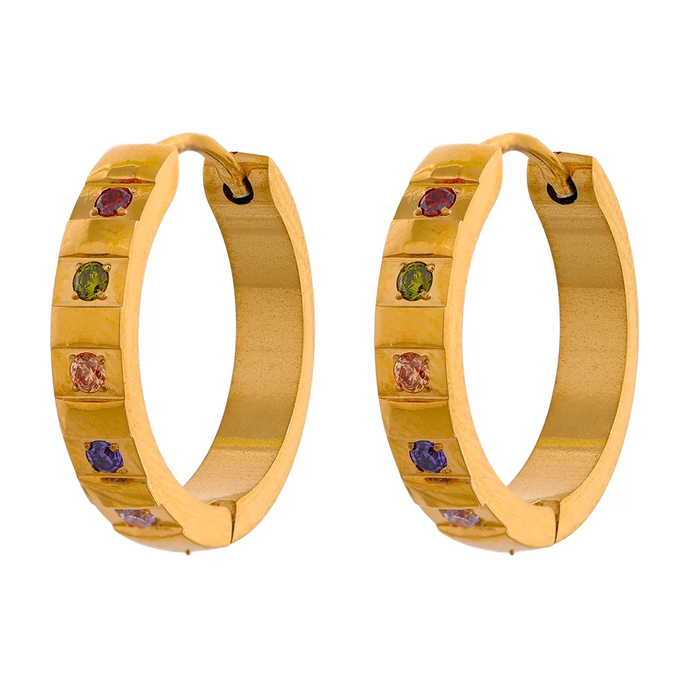 Colorful Zirconia Hoop Earrings