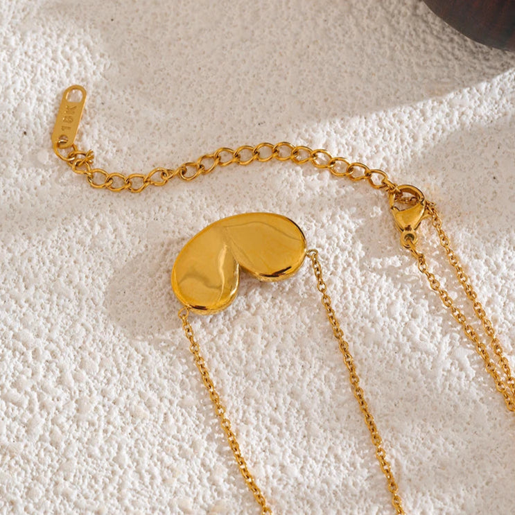 Natural Pink Stone Heart Pendant Necklace