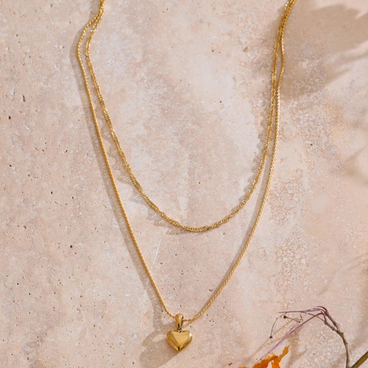 Double-Layer Heart Drop Necklace