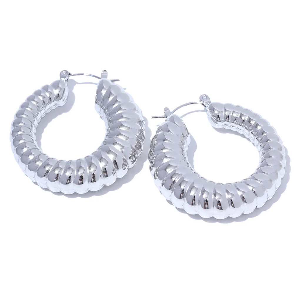 35mm Hollow Round Chunky Hoop Earrings