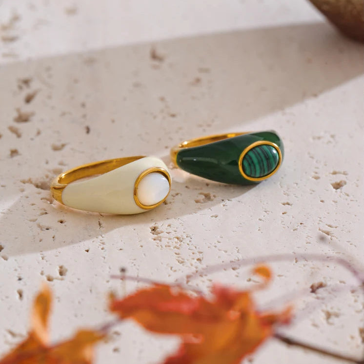 Ring with White Enamel