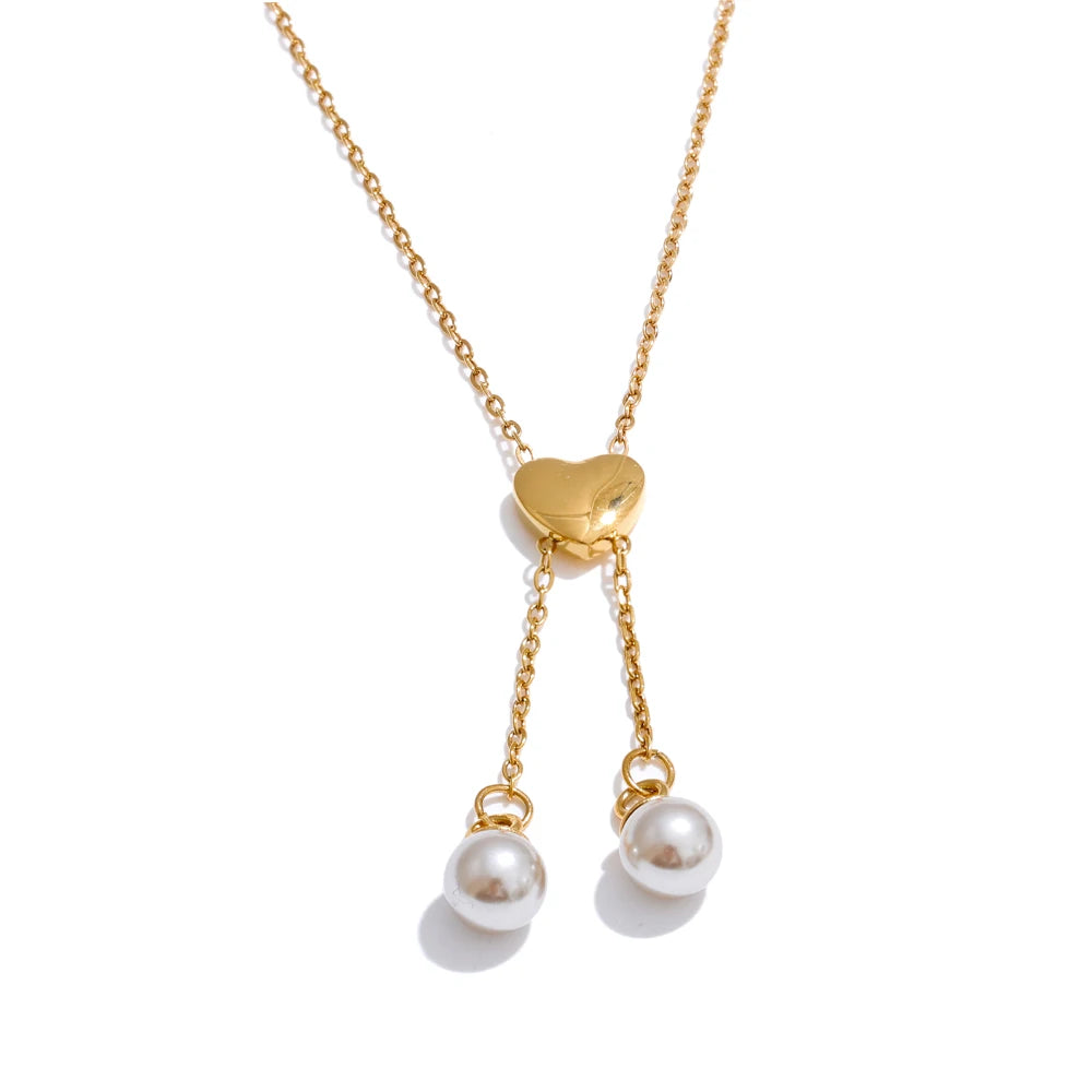 Heart & Pearl Drop Necklace