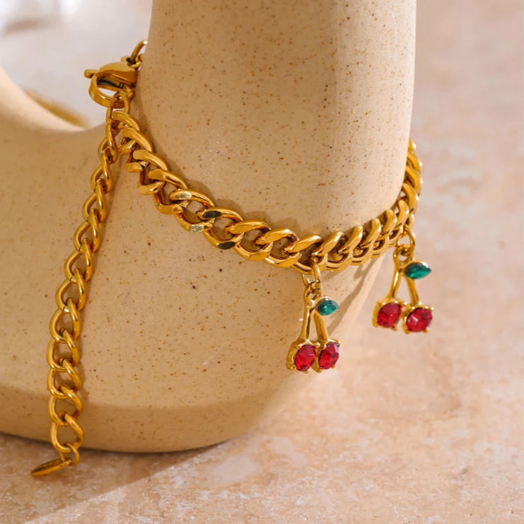 Cherry Cubic Zirconia Necklace & Bracelet Set