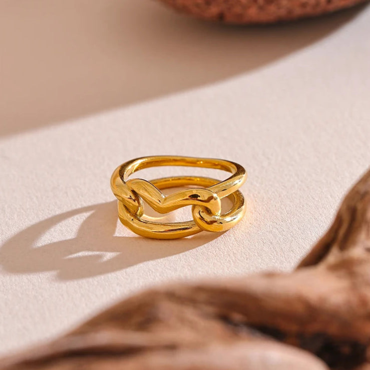 Layered Geometric Heart Ring