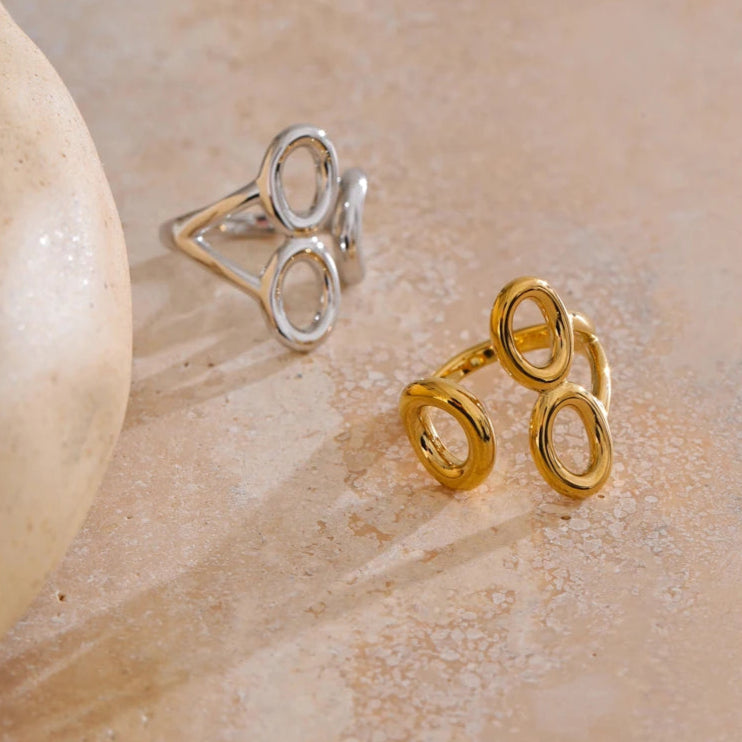 Adjustable Hollow Geometric Ring
