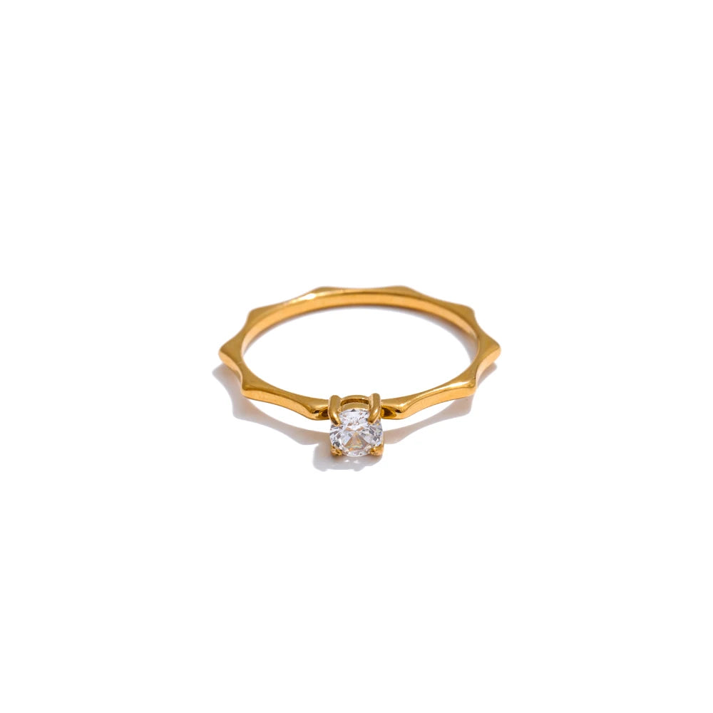 Elegant Thin Gold Cubic Zirconia Ring