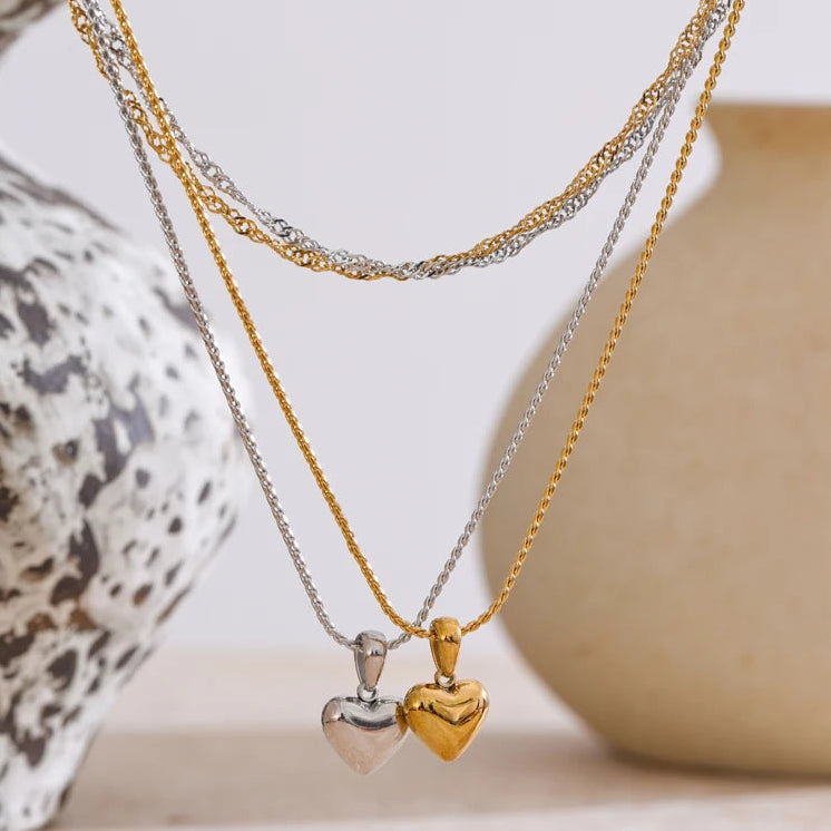 Double-Layer Heart Drop Necklace