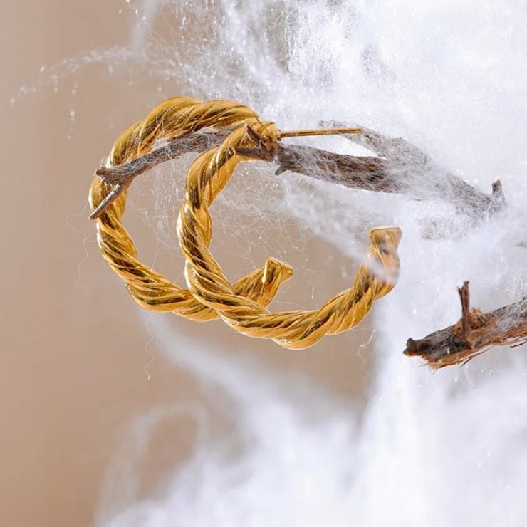 Twisted C-Shape Huggie Earrings