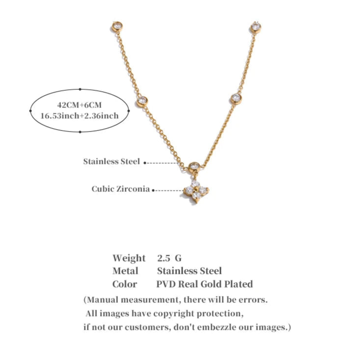 Cubic Zirconia Flower Pendant Necklace