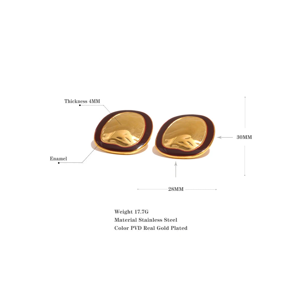 Bold Irregular Enamel Stud Earrings