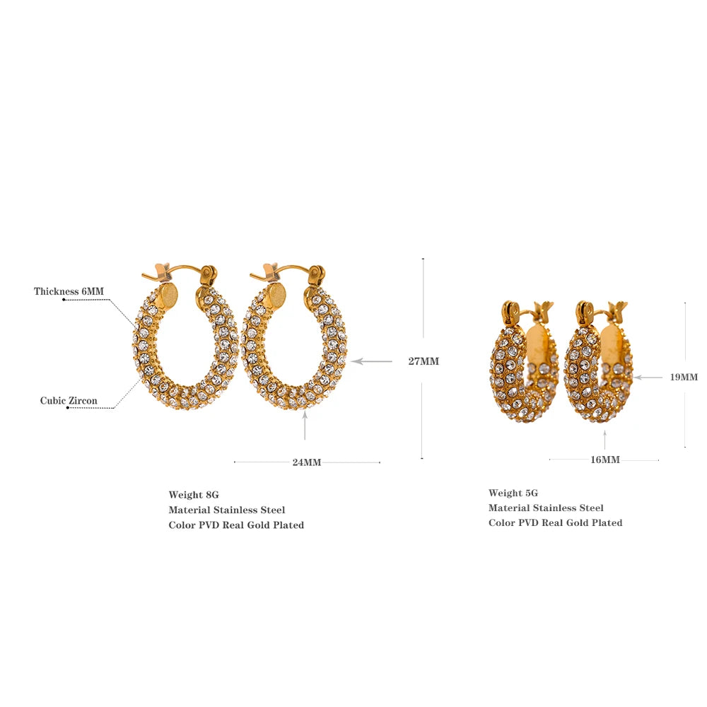 Chunky CZ Huggie Hoop Earrings