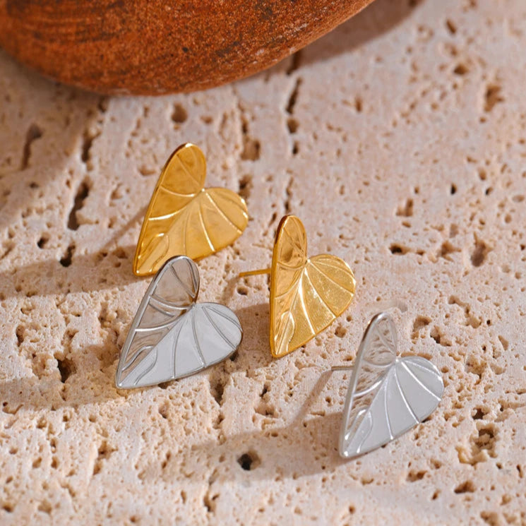 Striped Heart Stud Earrings
