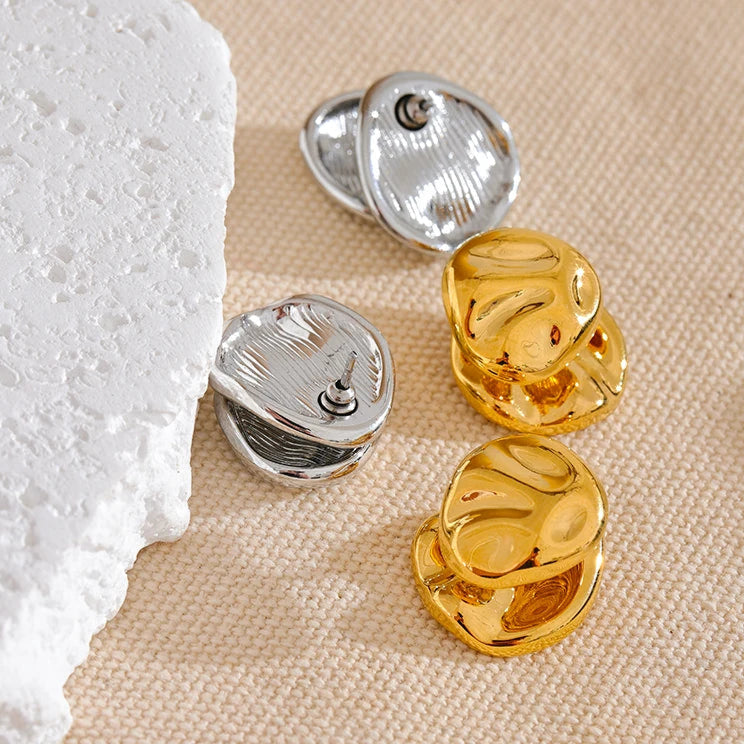 Statement Hammered Geometric Stud Earrings