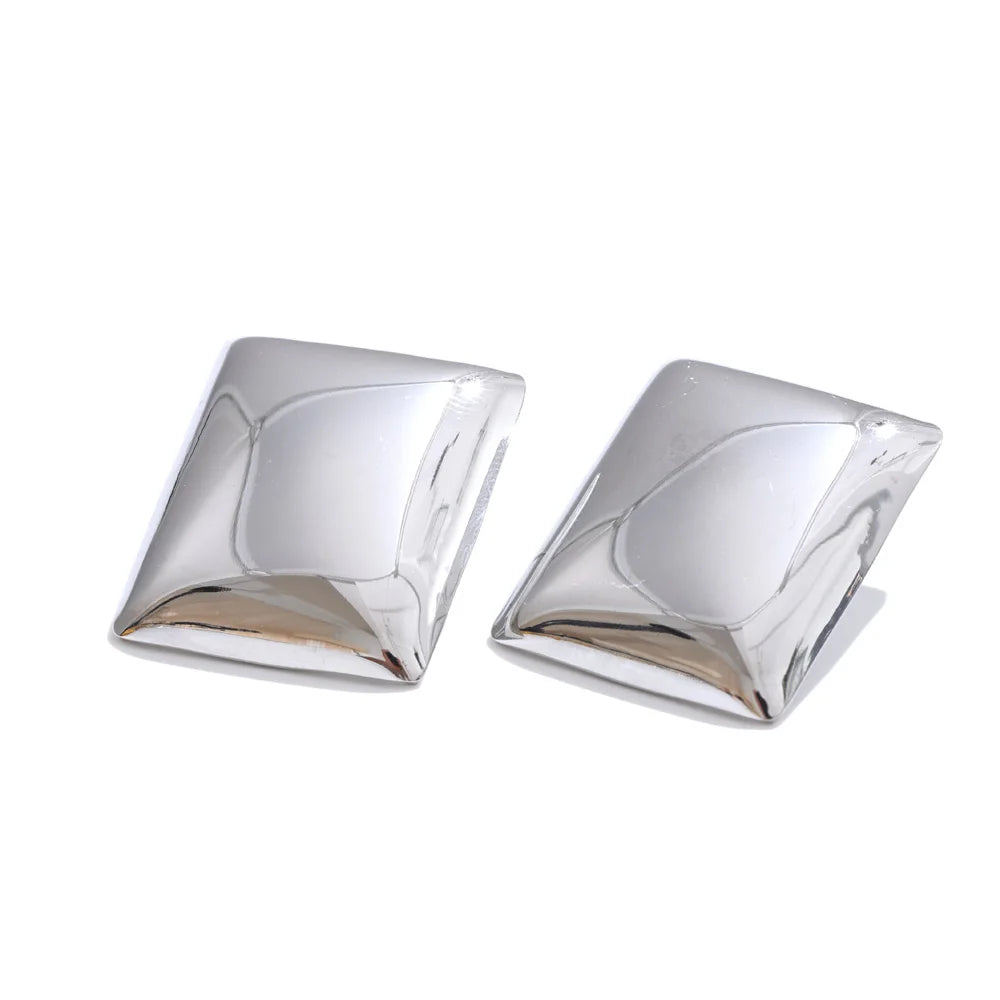 Glossy Rectangle Stud Earrings