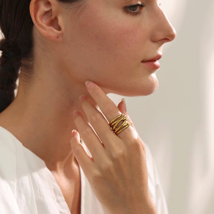 Bold Wide Geometric Ring