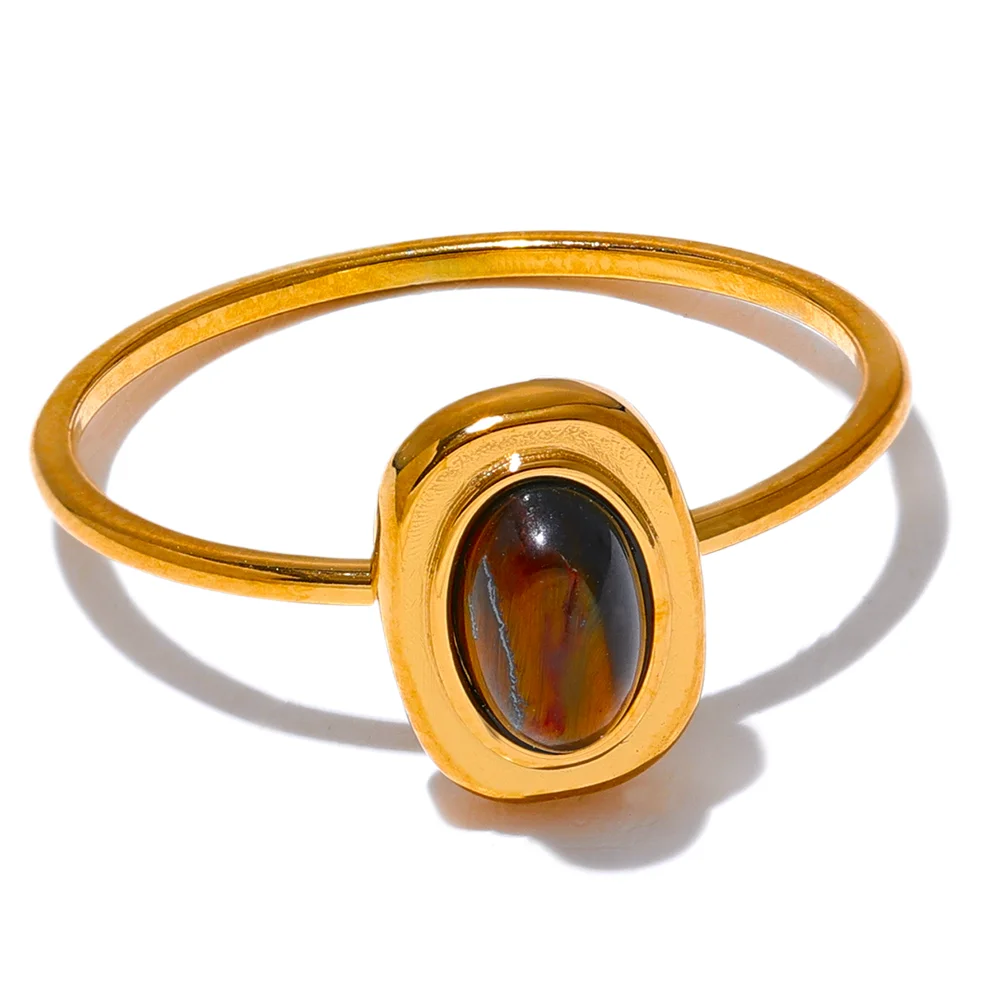 Oval Natural Stone Thin Ring