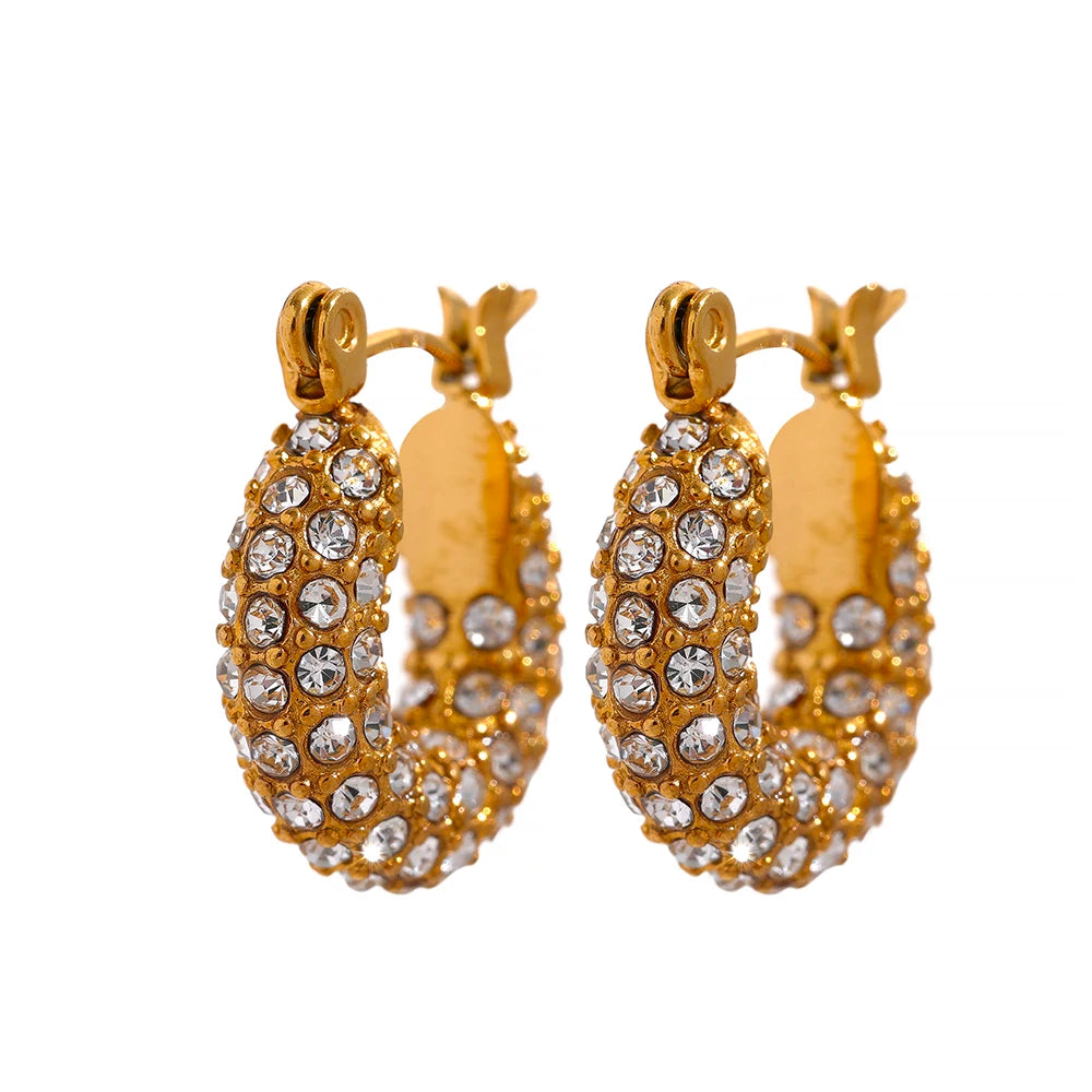 Chunky CZ Huggie Hoop Earrings