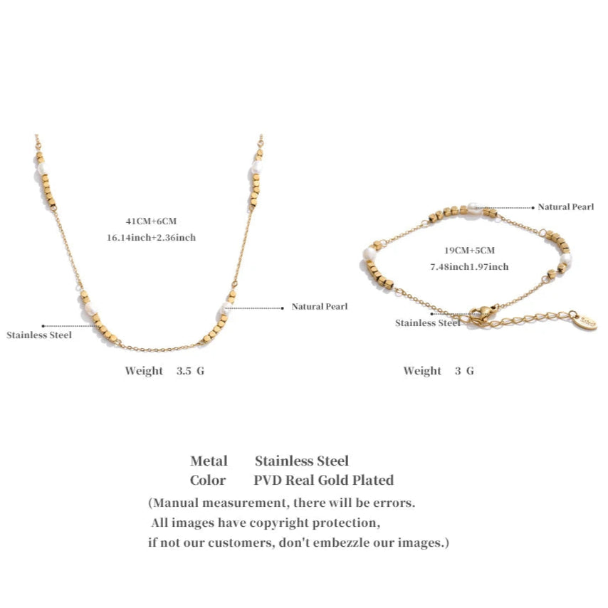 Freshwater Pearl Necklace & Bracelet Set