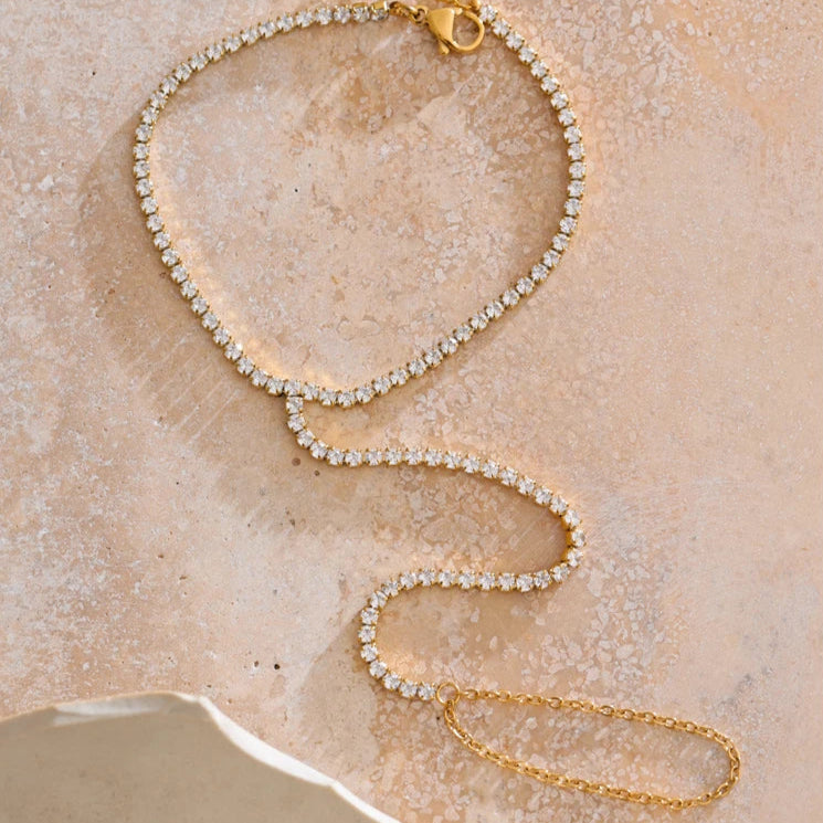Delicate Cubic Zirconia Hand Chain Bracelet