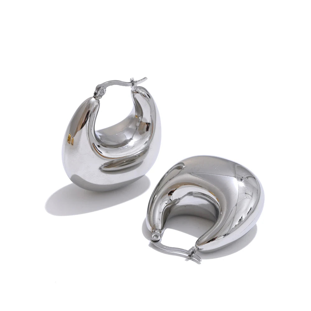 Glossy Chunky Hollow Hoop Earrings