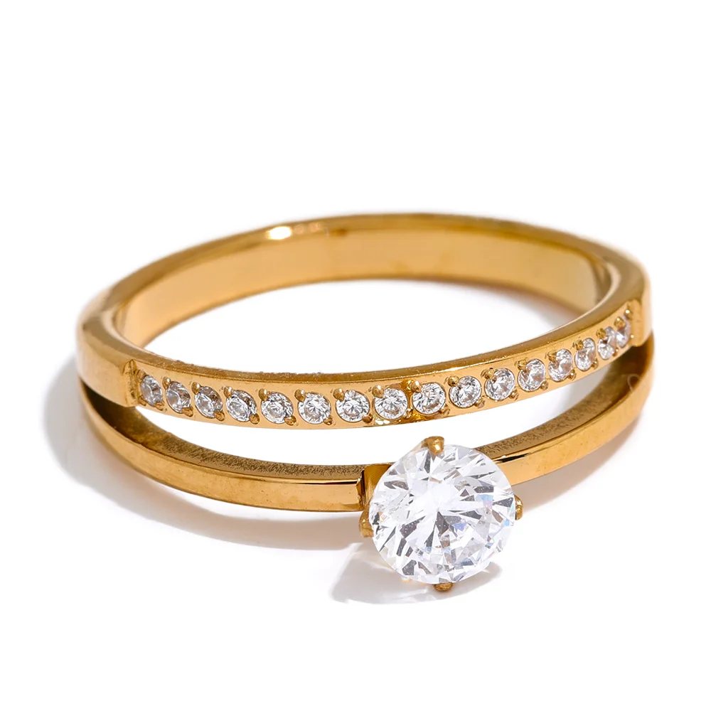 Double Layer Cubic Zirconia Ring