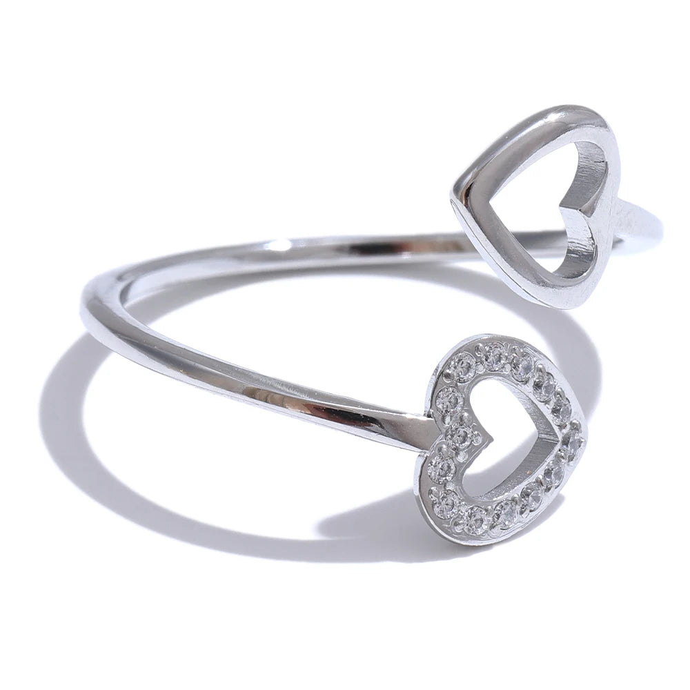 Adjustable Heart Hollow Ring