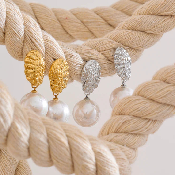 Geometric Pearl Drop Earrings