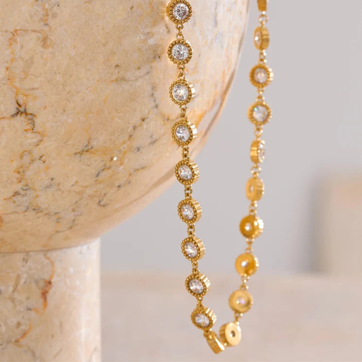 Cubic Zirconia Round Chain Necklace