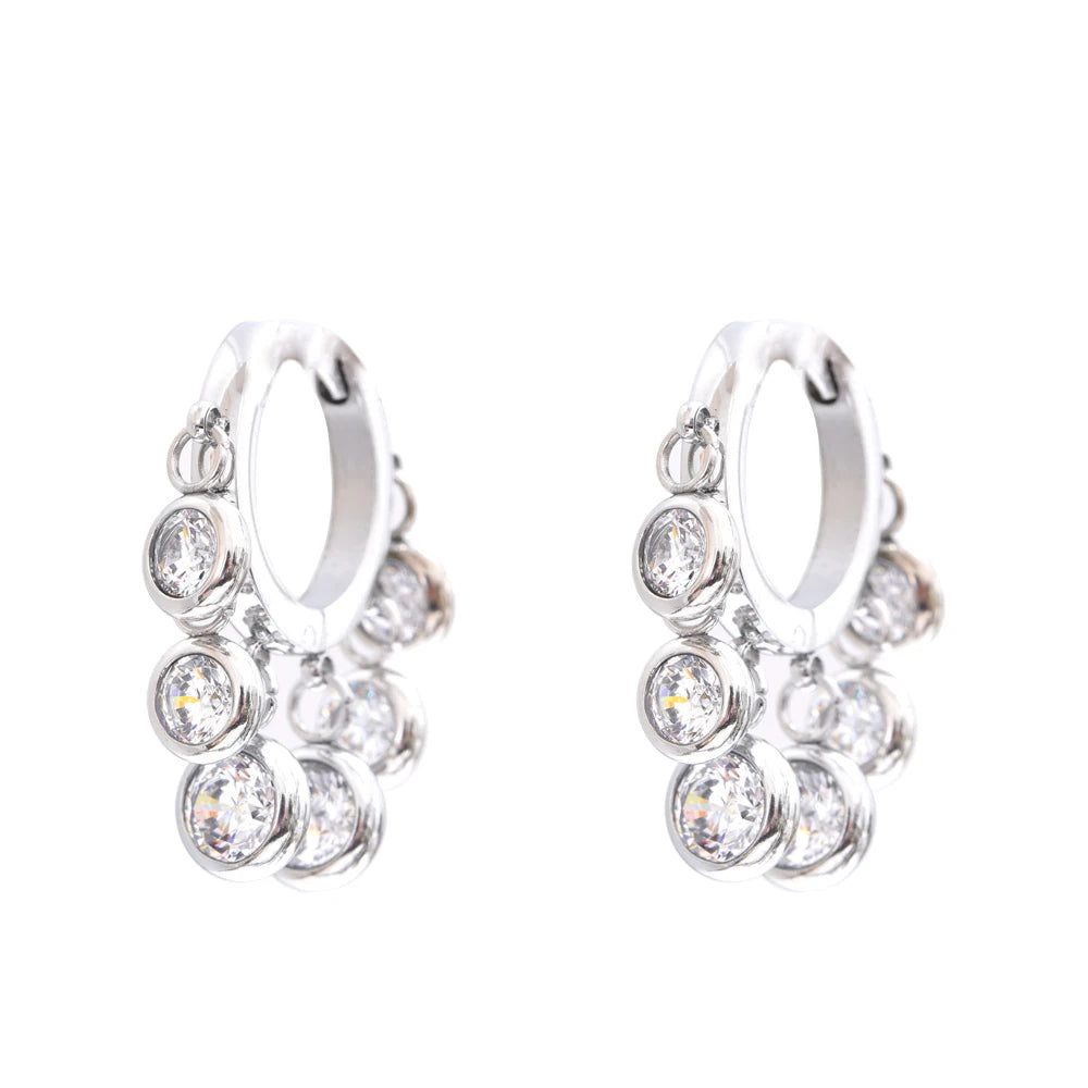 Colorful Cubic Zirconia Hoop Earrings