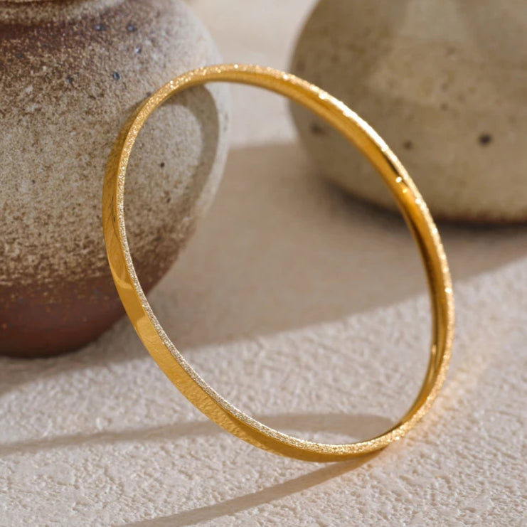 Round Bangle with Gold-Tone Edging