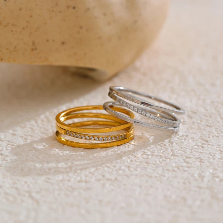 Elegant Stainless Steel Ring with Cubic Zirconia