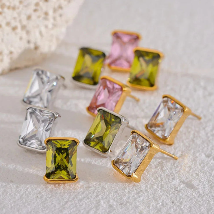 Square AAA Cubic Zirconia Stud Earrings