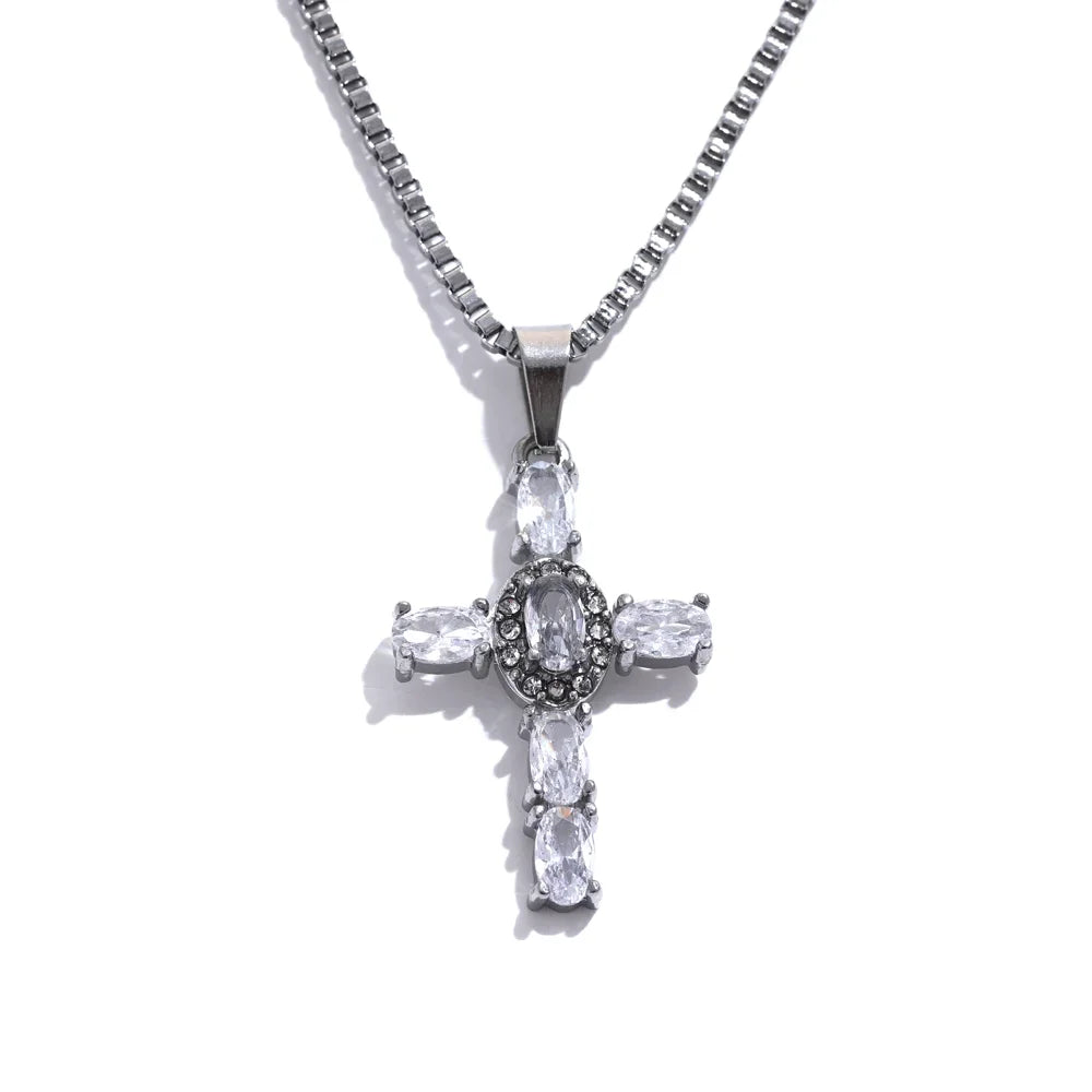 Colorful Cubic Zirconia Cross Pendant
