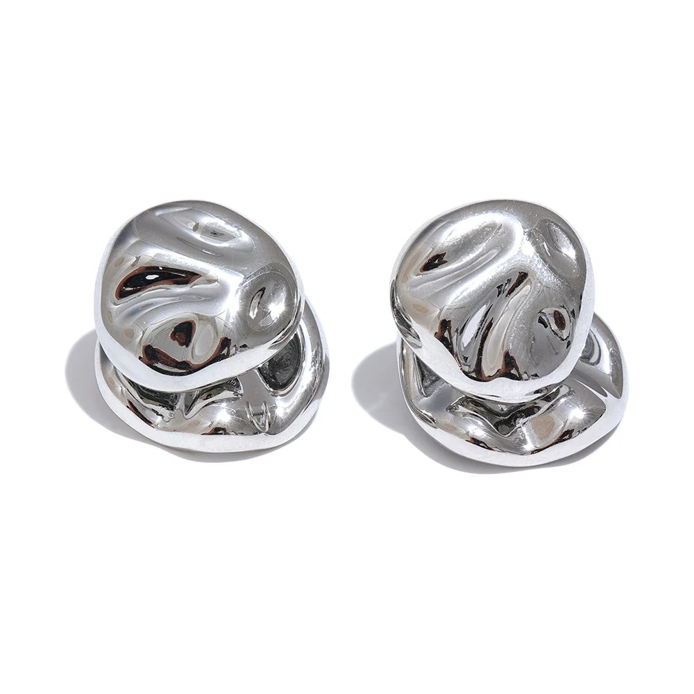 Statement Hammered Geometric Stud Earrings