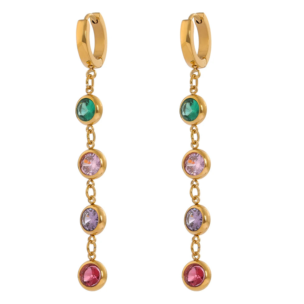 Cubic Zirconia Long Drop Earrings
