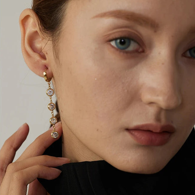 Cubic Zirconia Long Drop Earrings