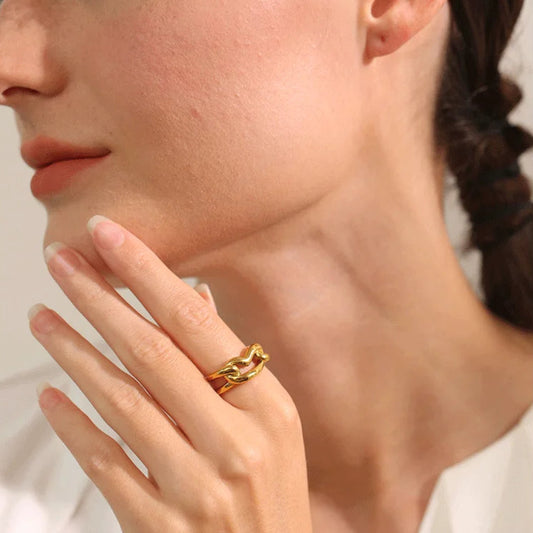 Layered Geometric Heart Ring