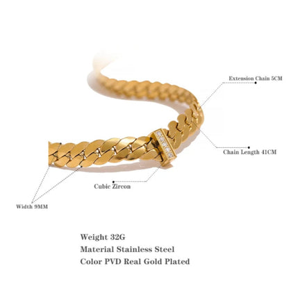 Cuban Chain Necklace with Cubic Zirconia