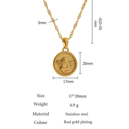 Round Angel Pendant Necklace