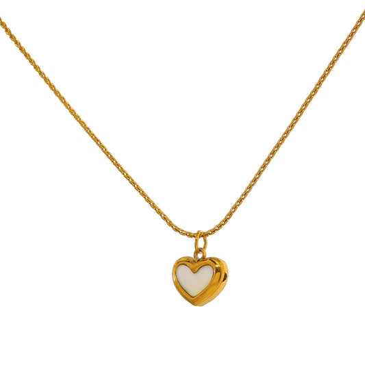 Heart-Shaped Natural Shell Pendant Necklace