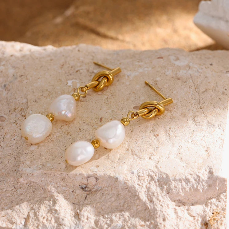 Natural Freshwater Pearl Drop Earrings