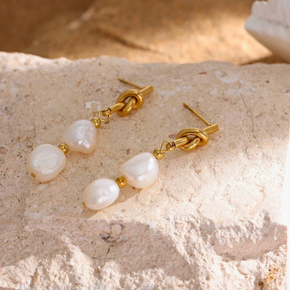 Natural Freshwater Pearl Drop Earrings