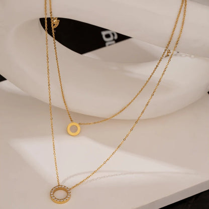 Layered Round Hollow Chain Choker Necklace