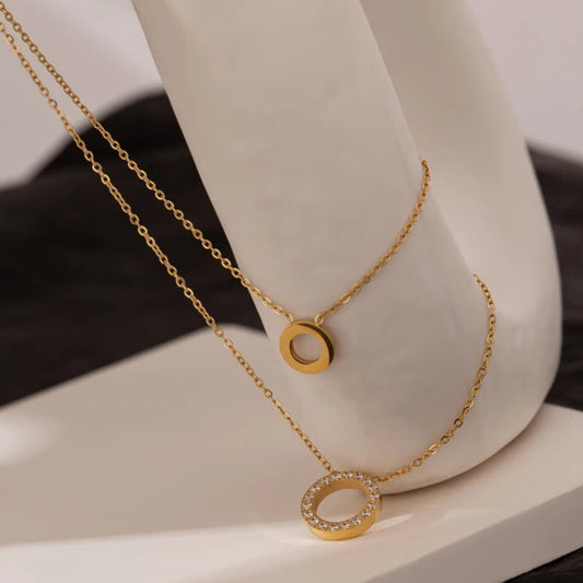 Layered Round Hollow Chain Choker Necklace