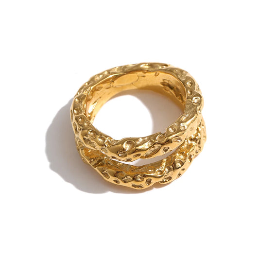 Textured Gold Round Statement Ring