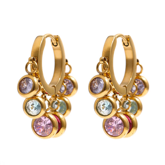 Colorful Cubic Zirconia Hoop Earrings